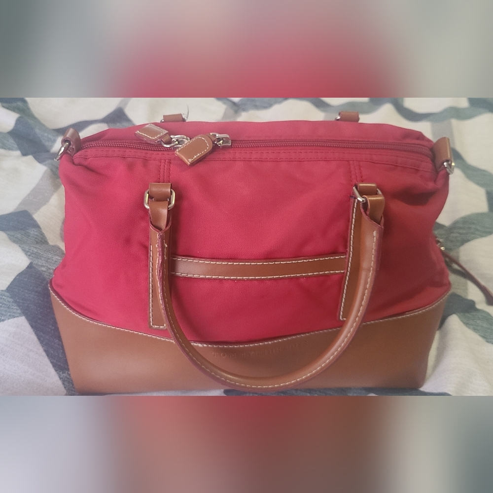 Tommy Hilfiger red and brown bag